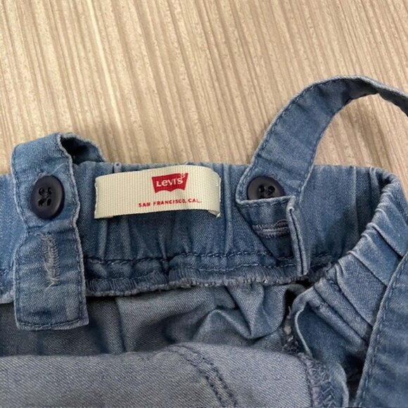 Levi's Baby Girl Toddler Blue Chambray Pinafore Jumper Dress Heart 18 Months - Picture 9 of 11